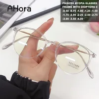 Ahora Ultralight Anti Blue Light Finished Myopia Glasses Frame for Student Women Men Clear Eyeglasses -0.75 1.25 1.75 2.25 2.75 1