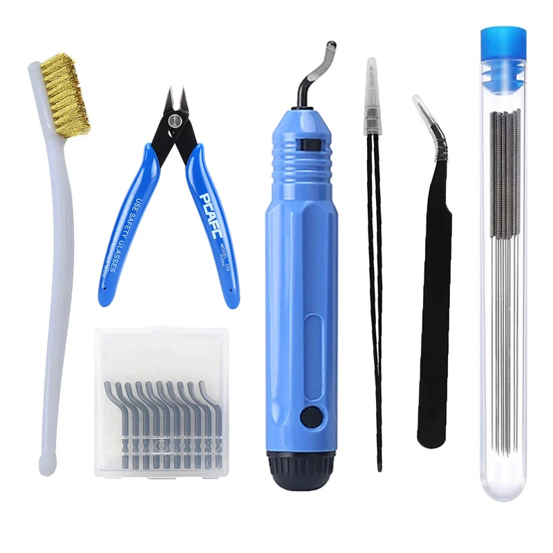

Cleaning Tool Kit with Diagonal Pliers Tweezer Scraper Moder Blade Copper Brush Cleaner Needle for 3D Printer Model Removal Used