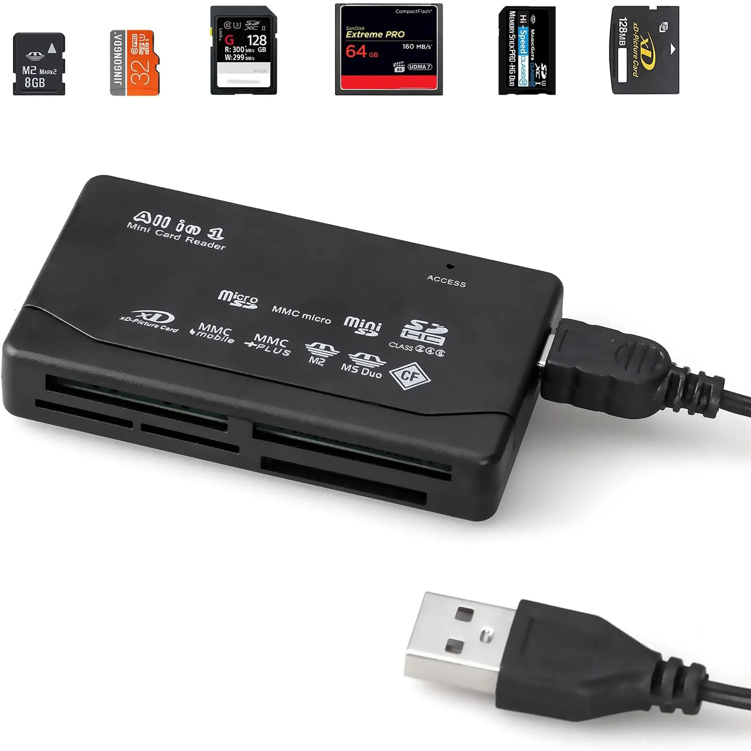 OCIODUAL 4 en 1 USB Multi Lecteur de Carte Mémoire MMC MicroSD TF MICRO