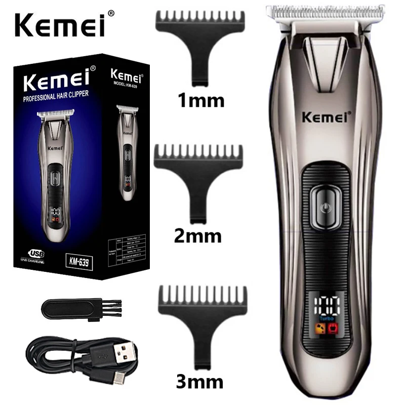 

Kemei KM-639 Professional Clipper Rechargeable Hair Trimmer For Barber Men Electric Beard Shaver Hair Cutting Machine