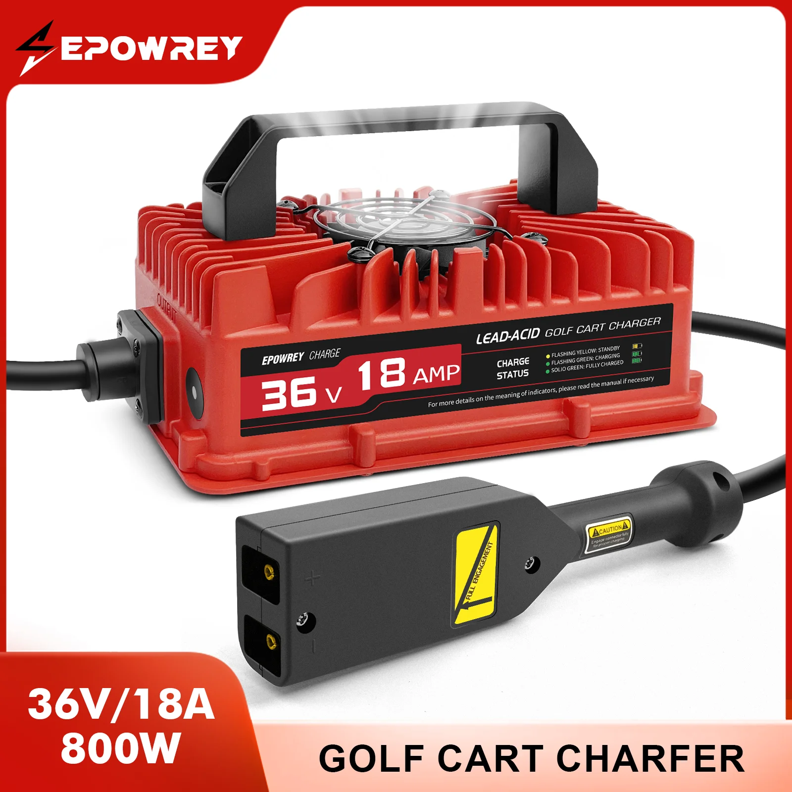 EPOWREY 36V Golf Cart Battery Charger 18 AMP 800W Waterproof Portable Car Lead-acid Battery Charger 50 / 60 Hz For EZGO TXT