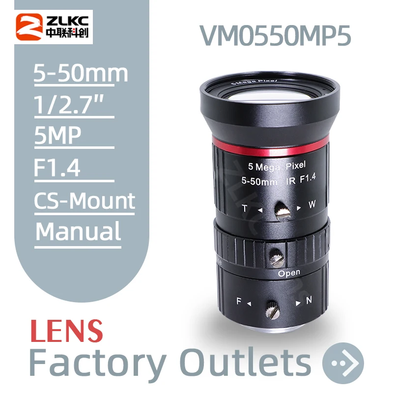 

5-50mm Varifocal Lens 1/2.7 Inch 5.0Megapixel Aperture F1.4 CS Mount 5MP Manual Zoom CCTV Video Surveillance Night Vision Device