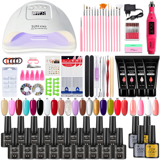 Nail Set UV LED Lamp Dryer With 18/12 pcs Nail Gel Polish Kit Soak Off Manicure Tools Set electric Nail drill Nail Tools