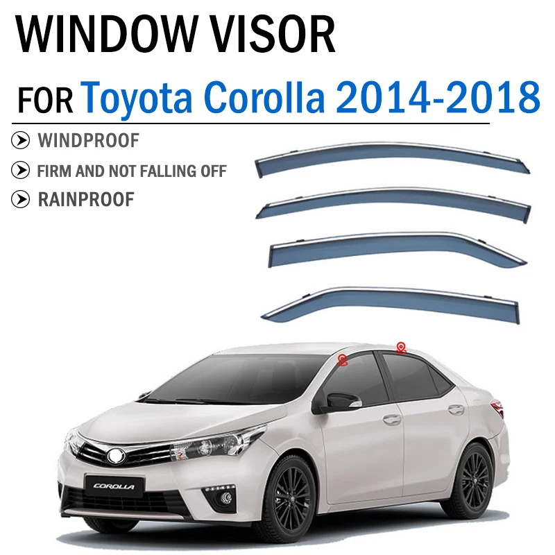 

2014 2015 2016 2017 2018 FOR Toyota Corolla Window Visor Awning Shelters Vent Shades Sun Rain Guard Deflector Car Accessories