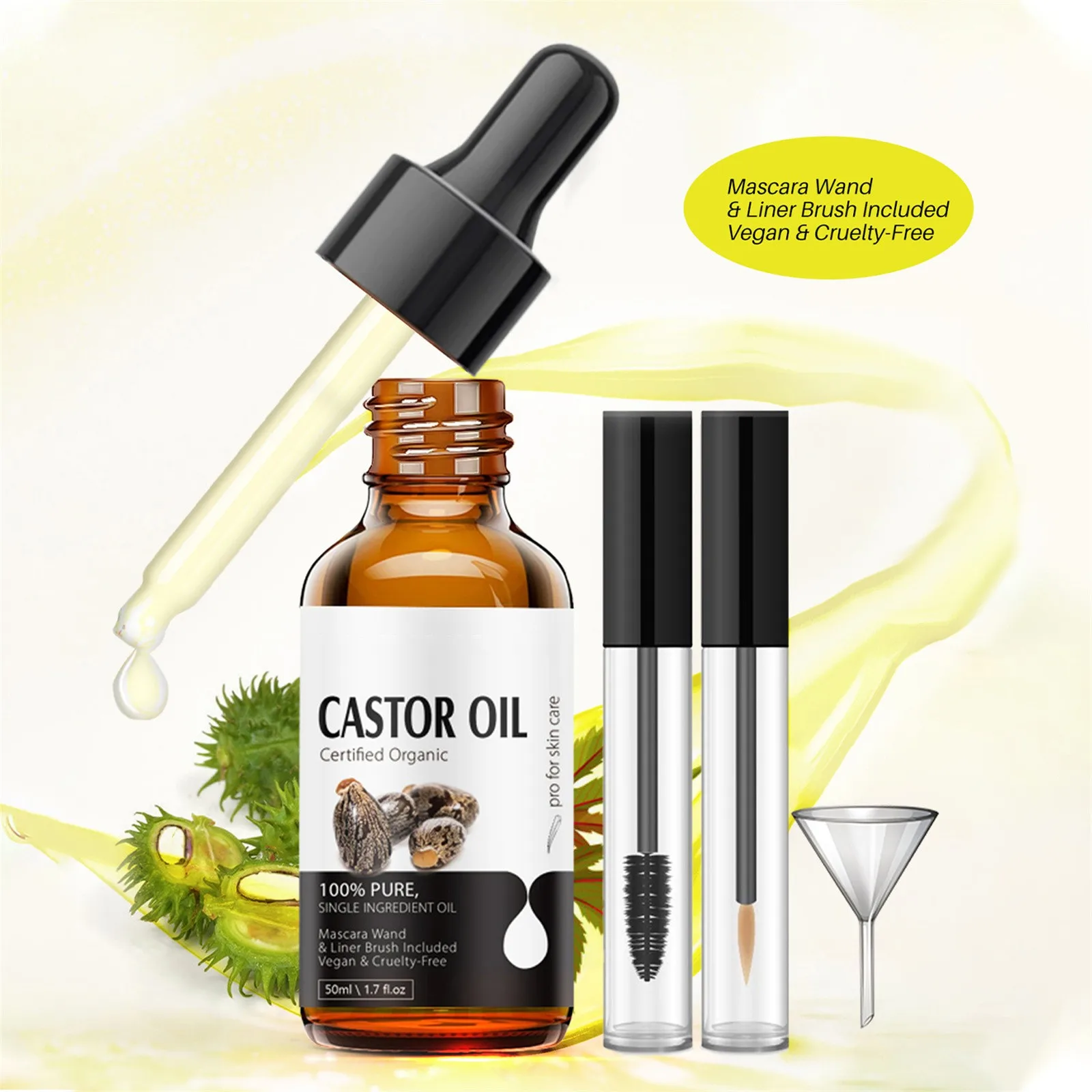 thumbnail image 1 of El aceite de ricino promueve el crecimiento del cabello, haciendo que el cabello, las pestañas y las cejas sean más gruesas y tupidas. Kit de inicio para el cuidado del cabello y la piel, 50 ml, 1 of 4
