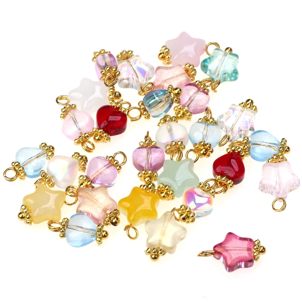 Glass Charms Jewelry Making Charm Glass Crystal Heart Lot Gold Crystal Glass Charm Charms