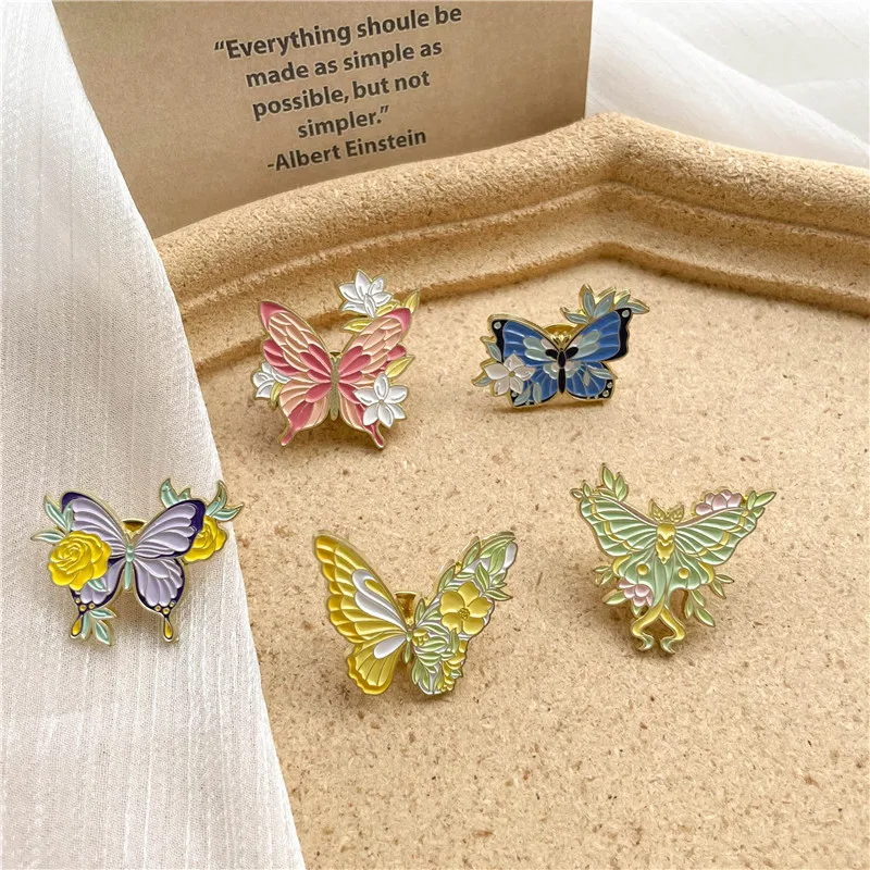 Flower Butterfly Pin. Enamel Pin. Flower Pin. Enamel Butterfly Brooch.  Grandmother's Day Gift 