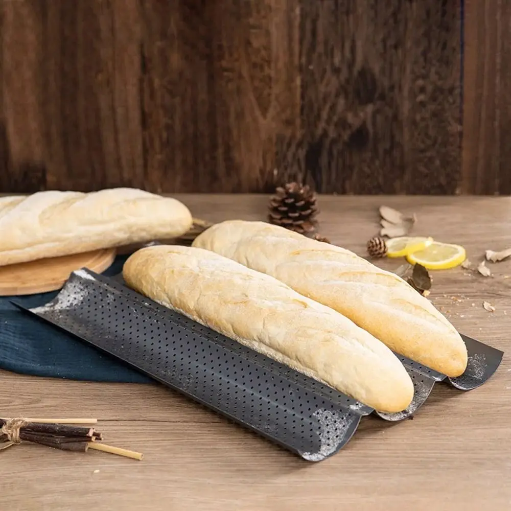 New Nonstick Baguette Baking Tray Waves Bakeware French Bread Baking Pan Baking Tool 2/4 Grooves Baguette Pan