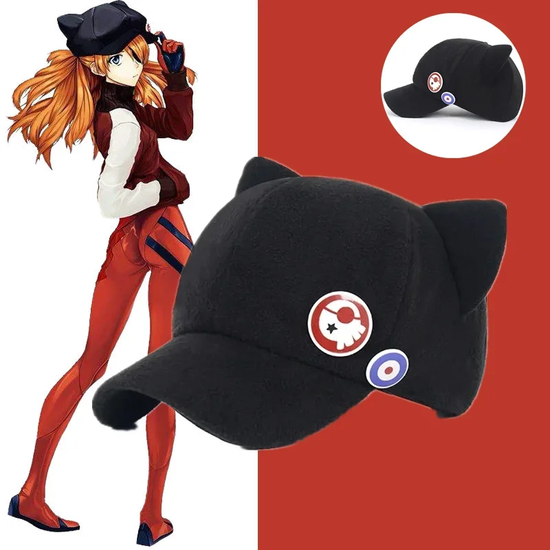 Cute Cat Ear Animation New World Gospel EVA Tomorrow Scented Wool Thick Baseball Cap for Cosplay Festival Party Birthday Party