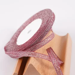 22m Glitter Silver/Gold Ribbon for DIY Crafts, Gift Wrapping, and Decor (Dark red silver 28)