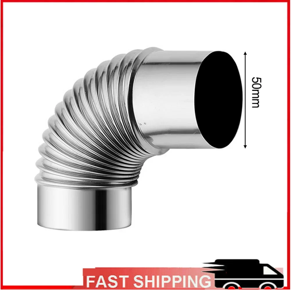 50mm-100mm Stove Flue Pipe Elbow Stainless-Steel Flue Stove Pipe Chimney Gas Wood Stoves Heater Exhaust