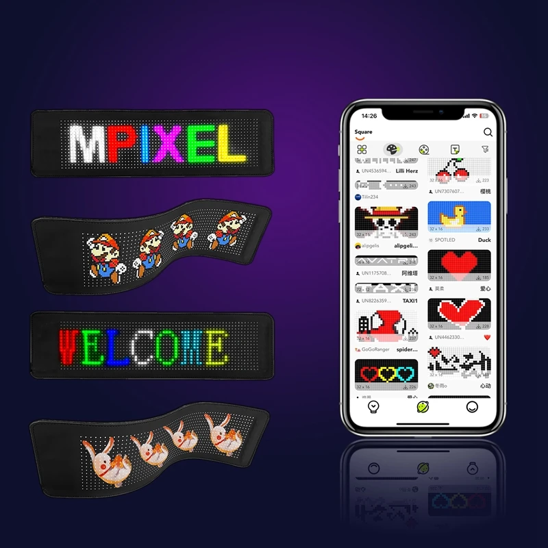 Led Digital Tube Display Led Video Display Panel App Control Programmable LED Display Screen RGB Messages Scrolling Led Car Shop Sign Board Soft Flexible Digital Display Panels