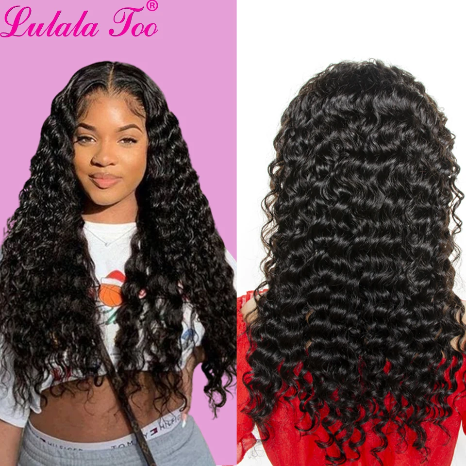 13x4 Deep Wave Lace Front Wig Brazilian Lace Frontal Human Hair Wigs Pre Plucked Remy Hair 4x4 Closure Wig 30 Inch