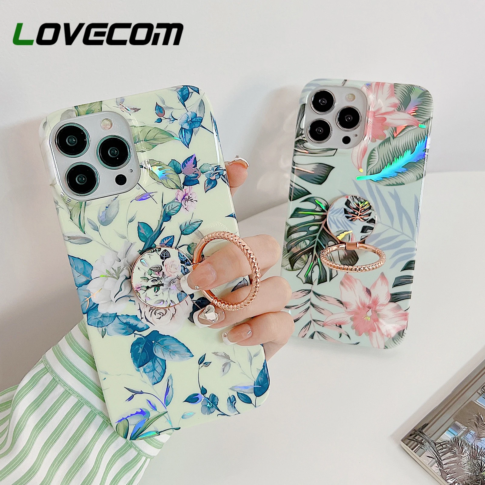 LaserPlatingBananaLeafFlowersPhoneCaseForSamsungGalaxyA53A52