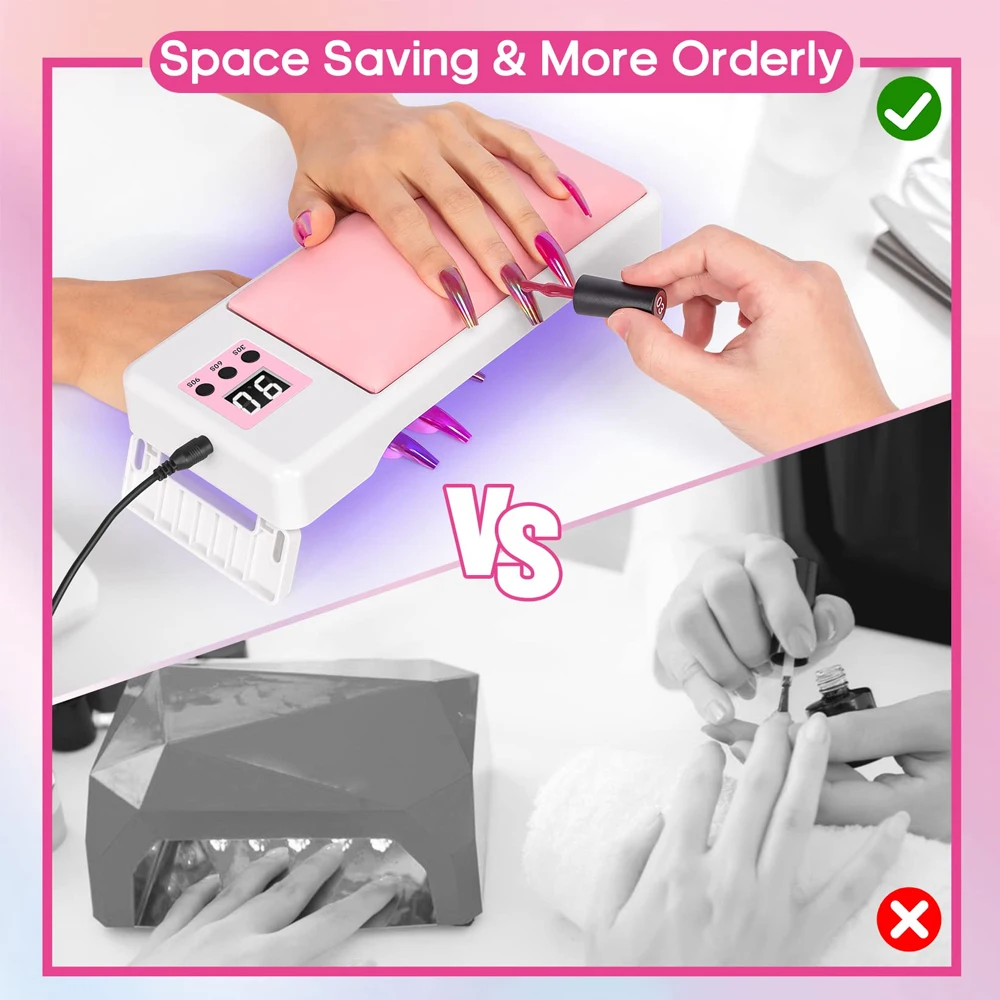 Amazon.com: MICJIASD UV LED Nail Lamp,Gel Nail Polish UV Light for Nails  228W UV Dryer with 4Timer Settings and with Automatic Sensor (Pink) :  Beauty & Personal Care