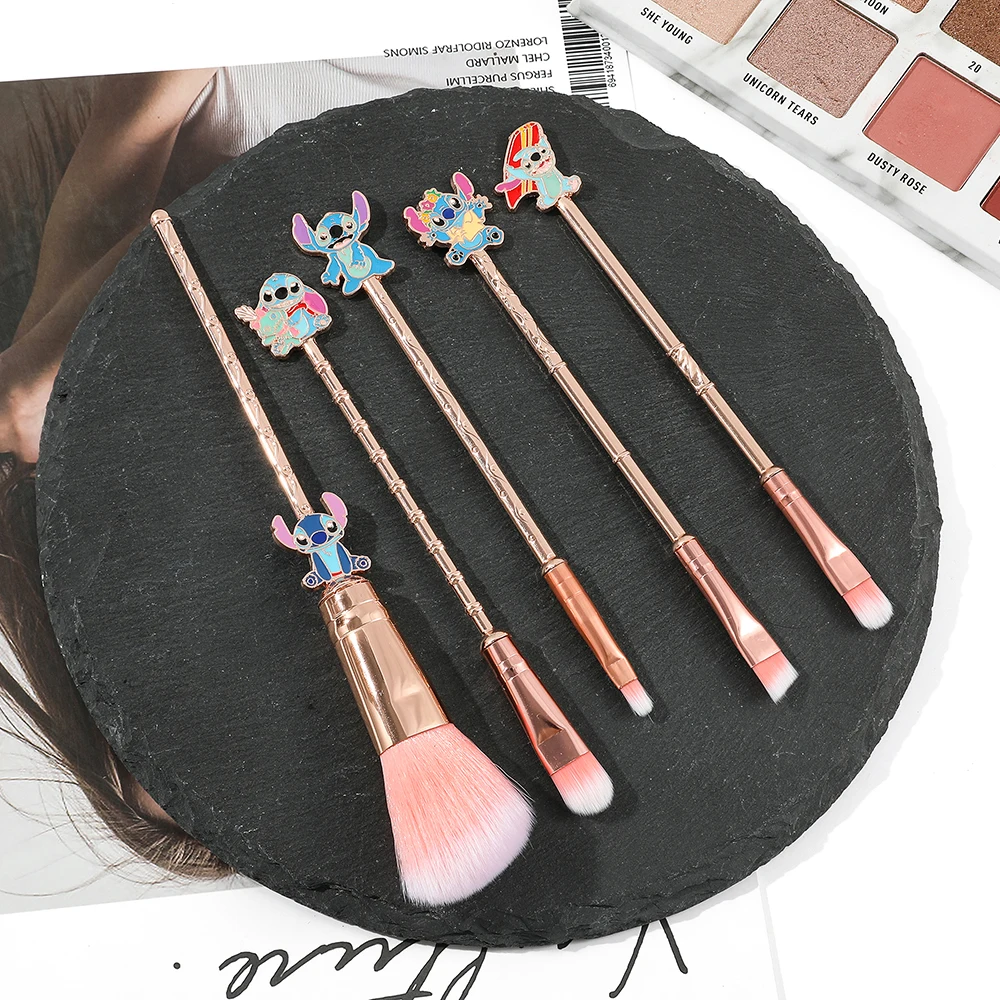 Ensemble de pinceaux de maquillage Anime Stitch, poudre de dessin animé,  fard à barrage, fard à barrage, pinceau de maquillage, outil de cosplay,  cadeau CAN o & Stitch, Jules, 5 pièces - AliExpress