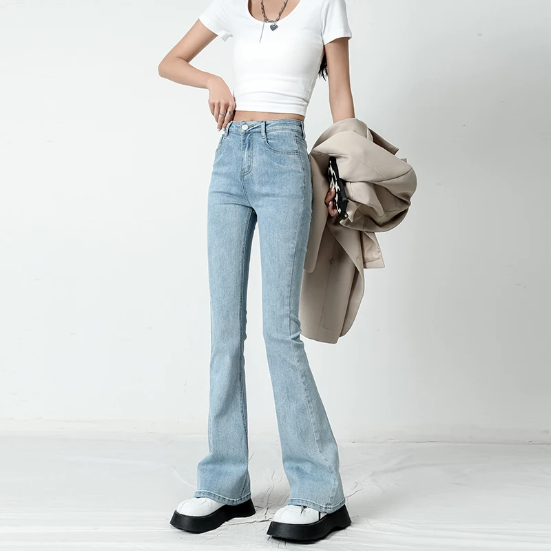 ZOENOVA Women Flared Jeans Loose Denim Pants Bottom Straight High Waist Stretch Urban Female Flare Trouser 2022 Fashion  6 Color 4