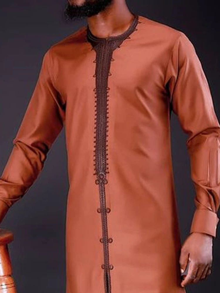 Muslim Fashion Embroidered Robe Men Long Ethnic Style Long Sleeve Set Qamis Homme Musulman Pakistan Kaftan Ropa Islamica Hombre