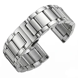 Elegant Stainless Steel Watch Band - Solid Metal Wristband Replacement with Tool - 24mm (Polished)