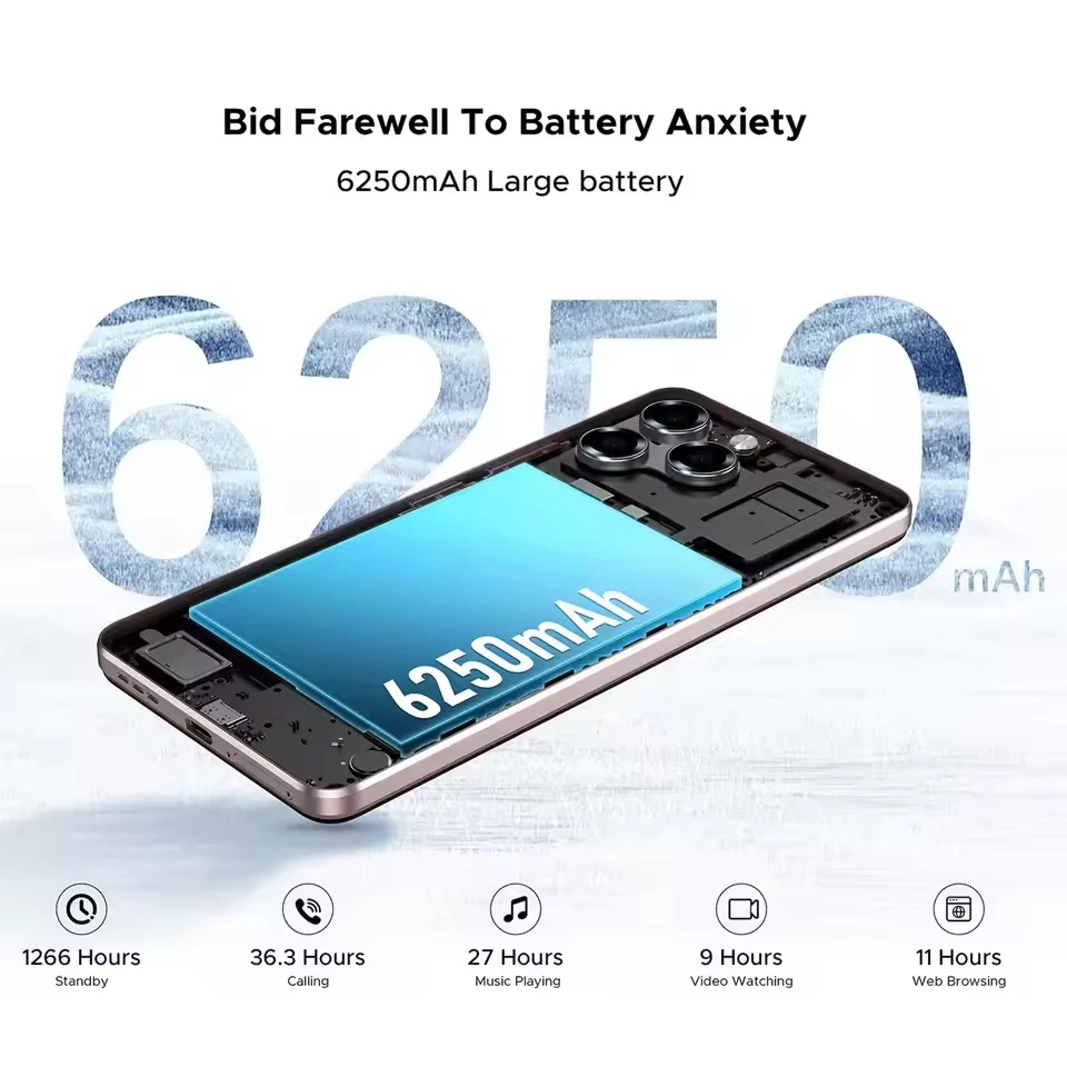 DOOGEE Note 58 Pro,Rugged 8ГБ ОЗУ+256ГБ ПЗУ,6250мАч,6.75" HD+ 90Hz IPS Screen,16MP Camera,Android 15,NFC,глобальная версия 3