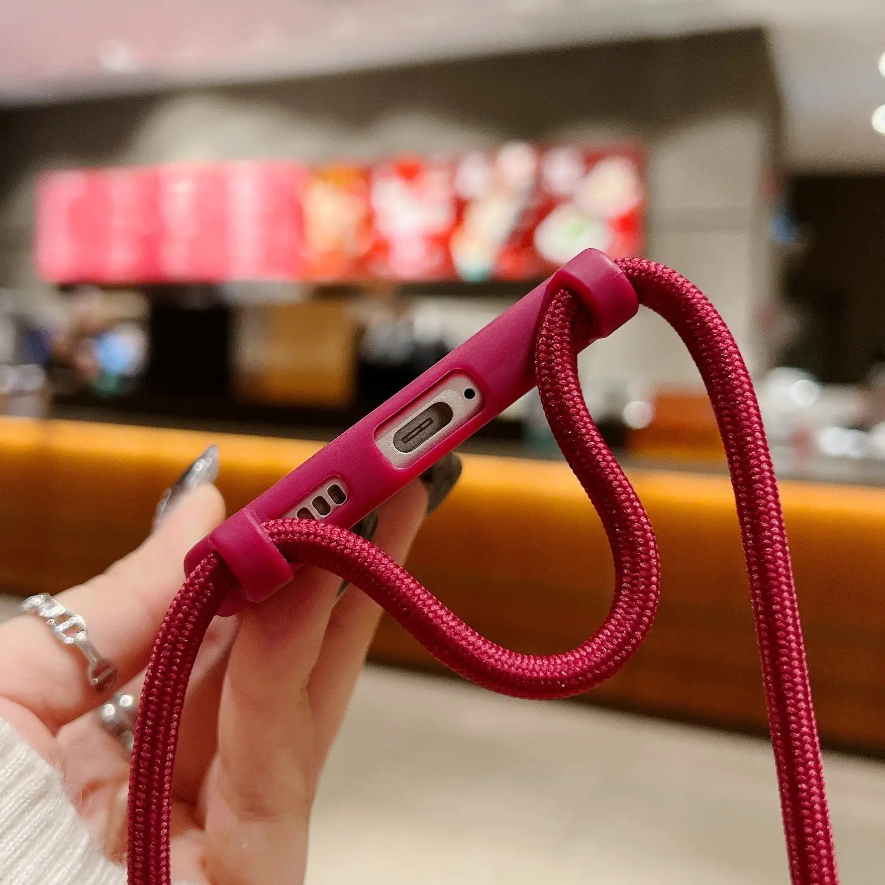 Matte Silicone Crossbody Necklace Strap Bumper Case