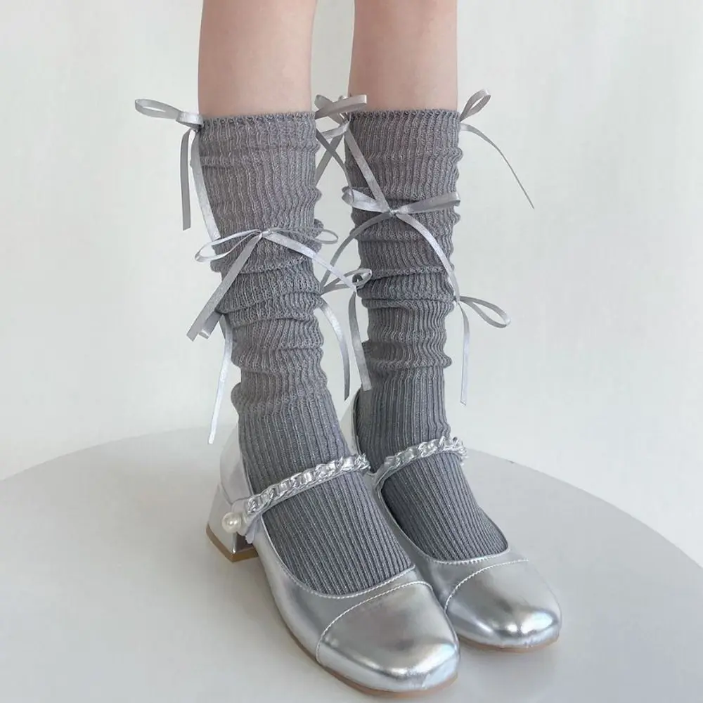 Cotton Lolita Socks with Multi Bowknot Decoration for Women