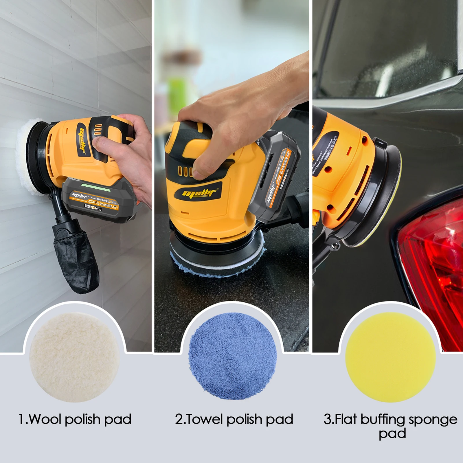Cordless Orbital Sander Compatible with Dewalt 18V 20V Battery Electric Polisher Wood Metal Polishing Sanding Machine(Tool only) 5