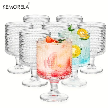 8-Piece Vintage Hobnail Goblet Glass Set 1