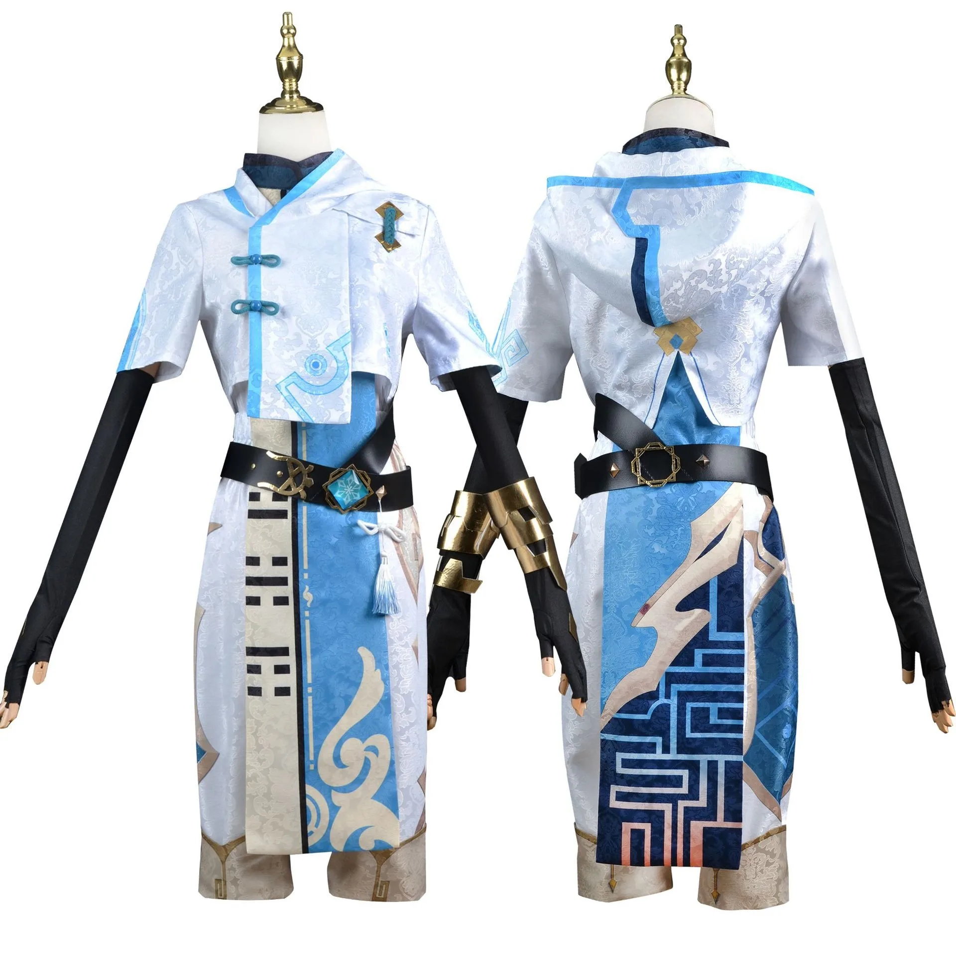 Genshin Impact: Chongyun | Blue Traditional Uniform Cosplay Costume Set 17 Genshin Impact Chongyun Traditional Uniform Cosplay Costume