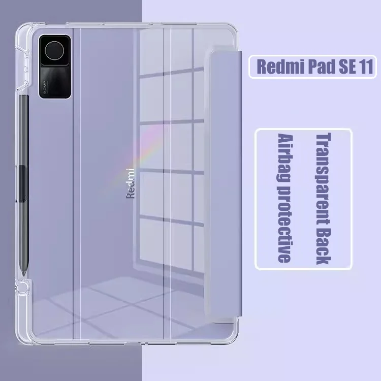 

for Redmi Pad SE 11" 2023 Transparent Case Soft Silicone Folio Cover For Redmi Pad10.61 for Pad 5 Pro 6 Pro 11" With Pencil Slot