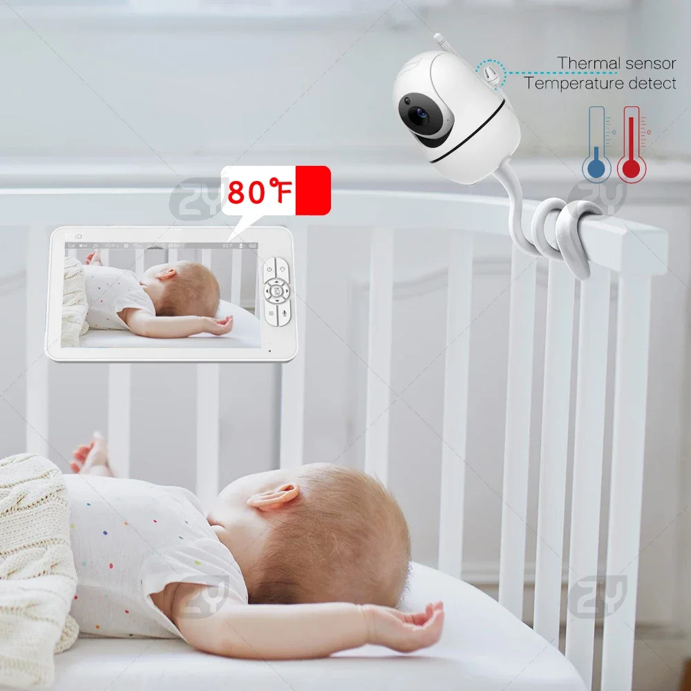 Baby Monitor with 2 Cameras 7" Large Display Audio and Video Surveillance 2-Way Talk 4000mAh Battery Infrared Night Vision VOX S5597338ff2274281b517cb59d2840ea9A