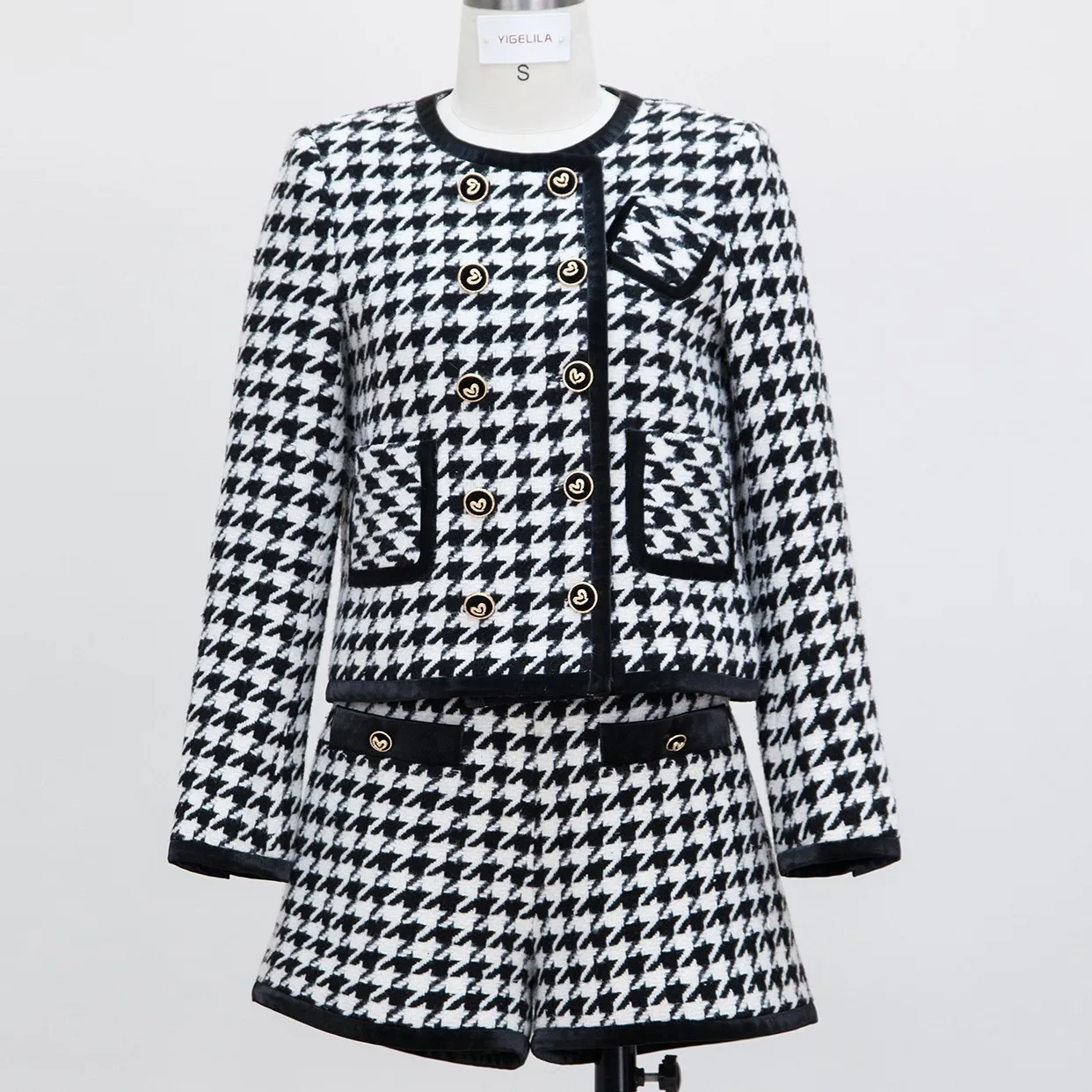 

Женская твидовая куртка в клетку, элегантное двубортное винтажное пальто, весна-осень 2023