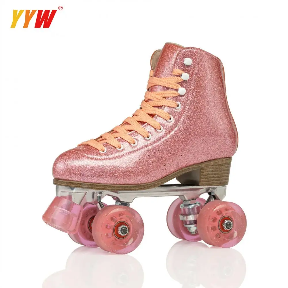Patines de 4 ruedas para mujer y hombre, zapatos para niños y adultos, de doble fila, con ruedas rosas