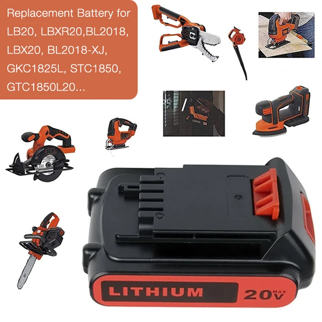 2.0Ah Lithium Battery Replacement for Black&Decker 18V BL2018 LB20 LBX20  LBXR20 20V Max Cordless Tools Rechargeable Batteries