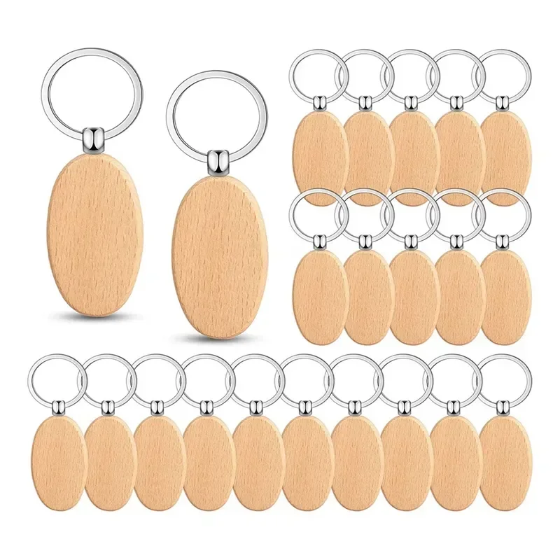 빈 강아지 태그 프로모션 펜던트 선물 프로모션 나무 타원 키체인 키링 태그, DIY 타원형 키, 20 개