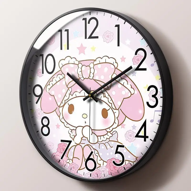 

Cartoon Melody Children Wall Clock Kawaii Sanrio Anime Princess Room Silent Wall Clock Girl Heart Cute Timepiece Gift for Kids
