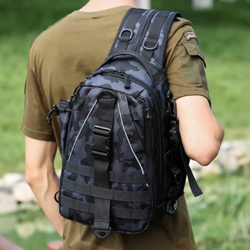 

Multifunction Outdoor Hiking Fishing Bag Camouflage Military Fan Tactical Backpack Men Women Camping Travel Riding Chest Bags
