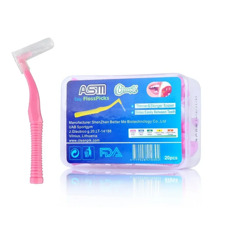 Interdental Brush 20Pcs/box L Shape Push-Pull Orthodontic Toothpick Teeth Whitening Tooth Pick ToothBrush Oral Hygiene Care