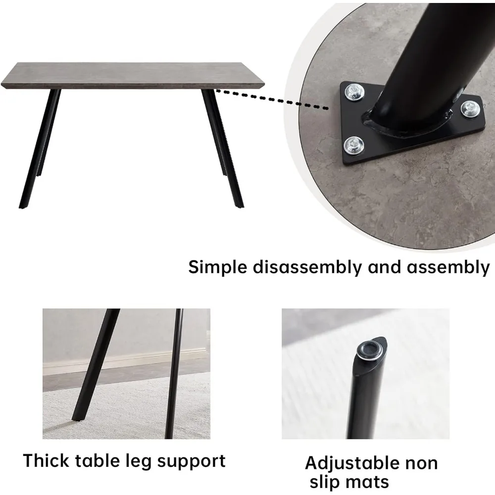 Description Picture 5 of itemModern Dining Table Set for 4-6 People Kitchen Set Extendable Wood Dining Table 4 Upholstered Chairs(46.5" Table+Brown Chairs)