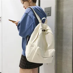 School Female White Backpack Kawaii Women Cotton Canvas School Bag Teenage Girl Backpacks Fashion Ladies Satchel