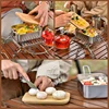 304 Stainless Steel 2 in 1 Outdoor Cooking Lunch Box Portable Bamboo Lid Hiking Camping Bento Box Picnic Food Storage Container 5