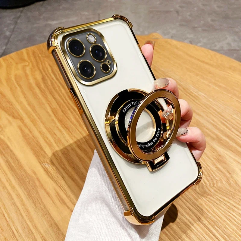 Luxury Shockproof Magnetic Clear Case with Holder Stand Cover