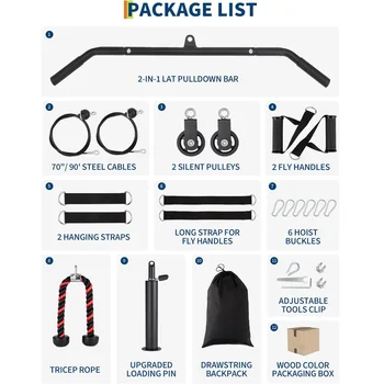 Pulley System for Home Gym,Cable Weight System Attachments Set with Pulldown Bar, Tricep Rope,for Arm Workouts Fitness Equipment 3