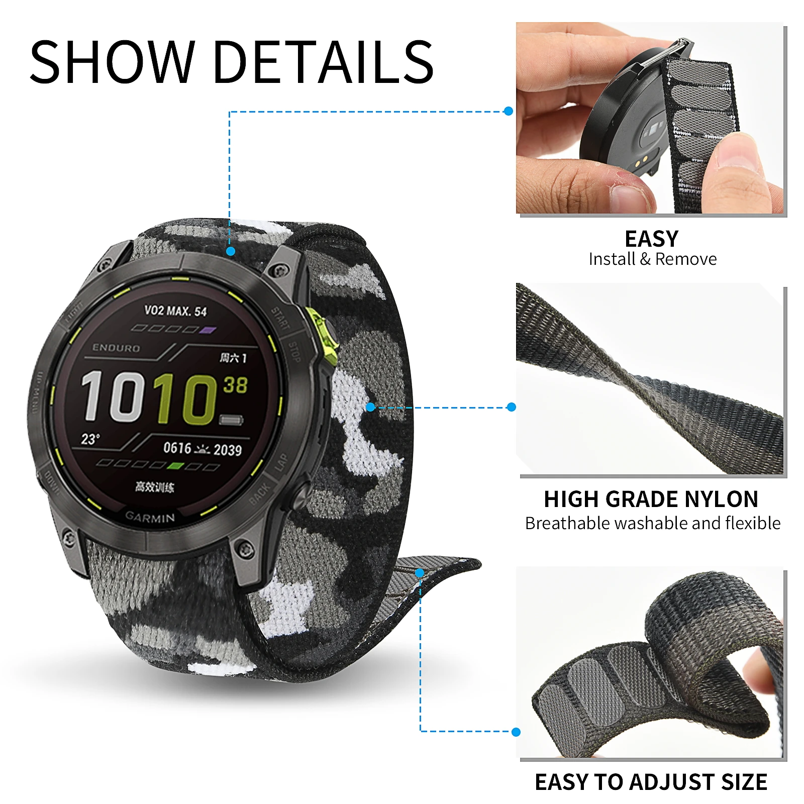 Premium Hook & Loop Nylon Strap - Adjustable Band
