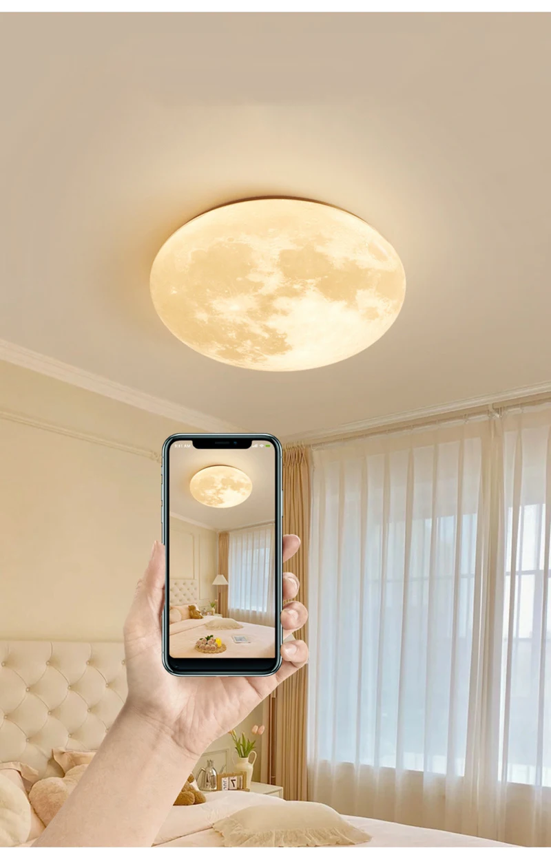 Lámpara de techo de montaje empotrado estilo luna, luces LED de techo  modernas, lámpara de pared, lámpara de techo blanca de luz diurna para