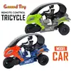 2.4G Remote Control Tricycle Stunt Motor Car with Rider Doll High Speed RC Three-Wheeled Motorcycle Race Cars Toy Lights Spray 1