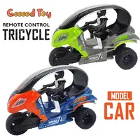 2.4G Remote Control Tricycle Stunt Motor Car with Rider Doll High Speed RC Three-Wheeled Motorcycle Race Cars Toy Lights Spray 1