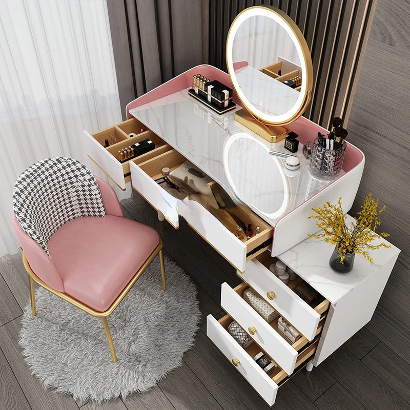 Nordic Coiffeuse Fashion Vanity Table Makeup Cabinet Flower Mirror Camera Da Letto Comò Comò Kommode Furniture