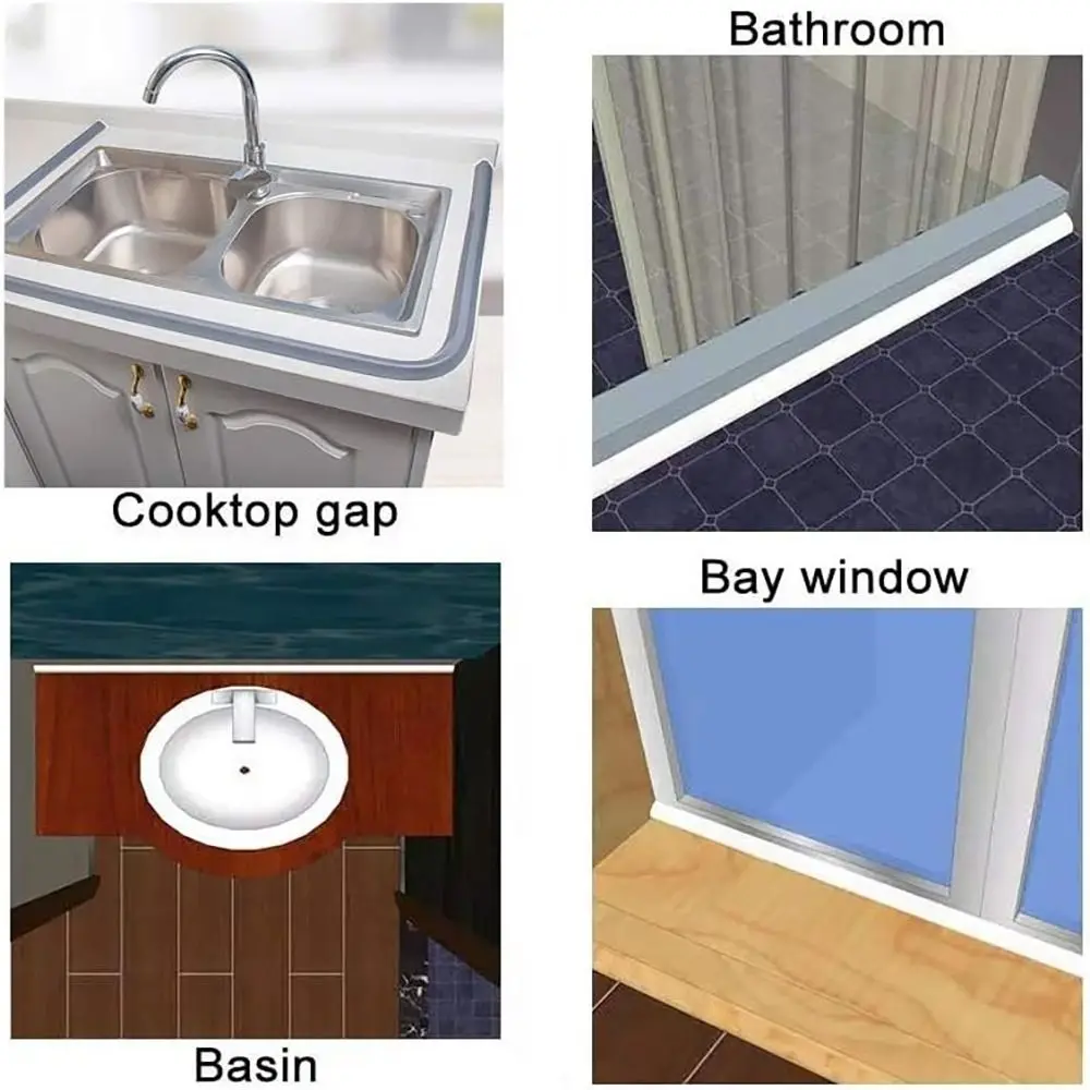 Collapsible Shower Threshold Water Dam Guard for Shower Barrier Door Water Stopper Silicone Wet Dry Separation Kitchen Bathroom Sink shower guard