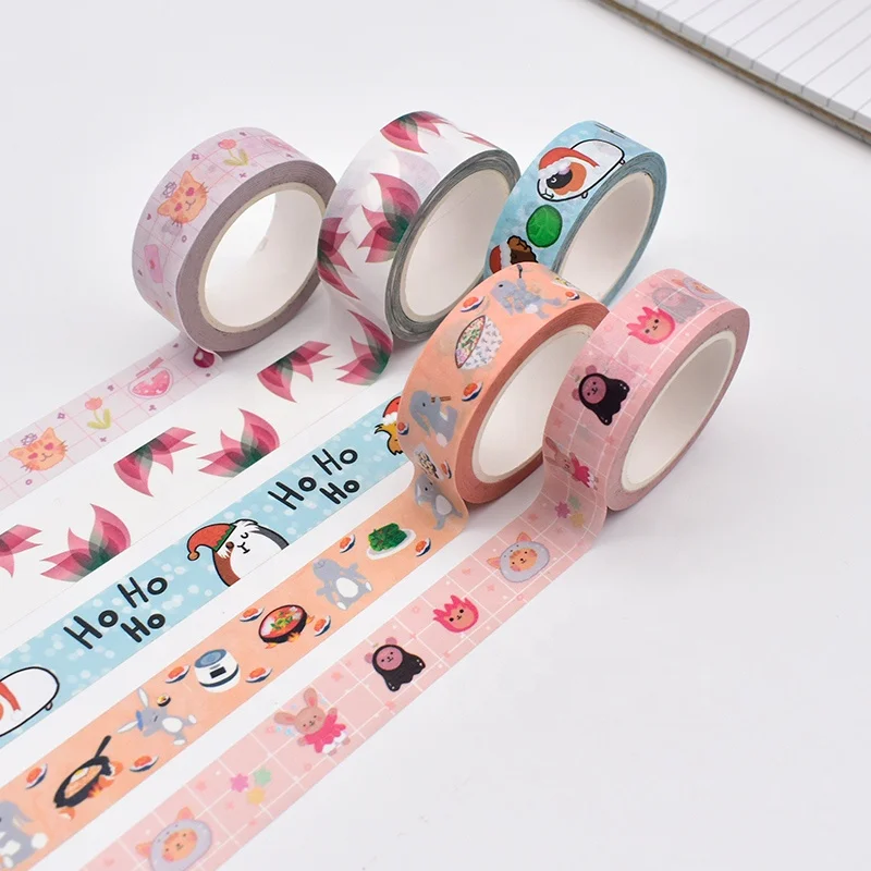 

Customized productcustom make basic washi tape adhesive tape aesthetic lovely girl cute animal design masking sticker washi tape